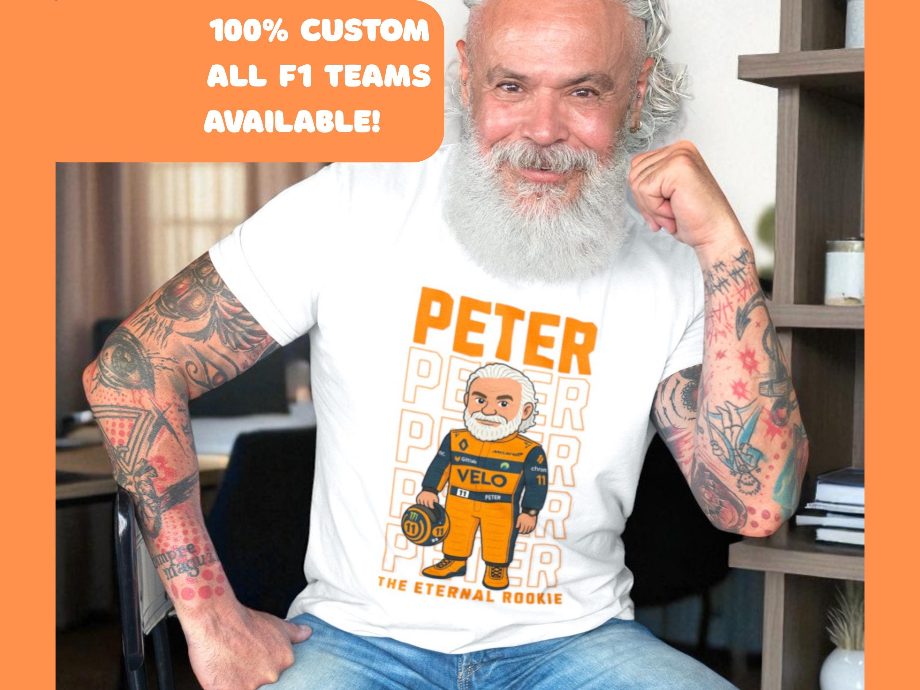 Personalised F1 Cartoon Driver T-Shirt | Turn Into a Formula 1 Driver | Custom Team, Name, Number & Text | Unique Motorsport Gift UK
