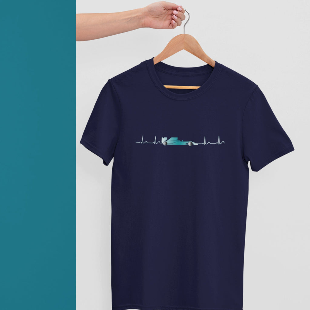 F1 Heartbeat T-Shirt - Black Formula 1 Racing Car Tee for Motorsport Enthusiasts F1, Mercedes, Hamilton, Russel and Toto Wolf F1 fans