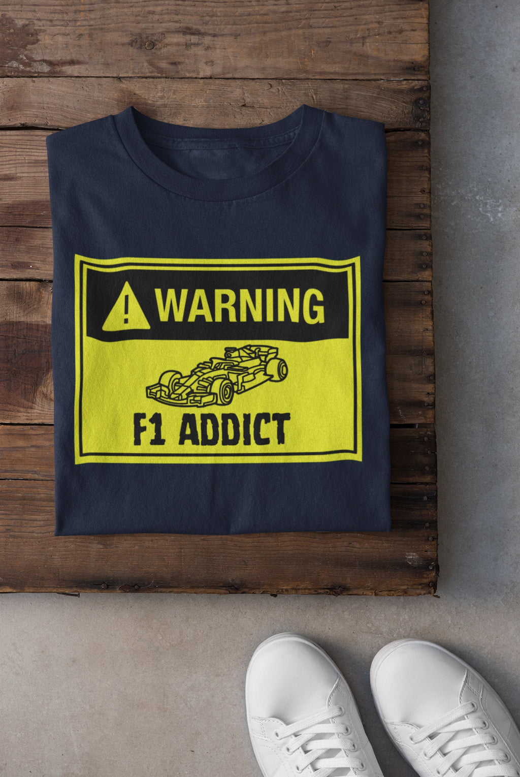 Formula 1 shirt "Warning: F1 Addict" - Funny Racing T-Shirt/Tee for Men and Women. Perfect Gift for Formula One Lovers. F1 Merch