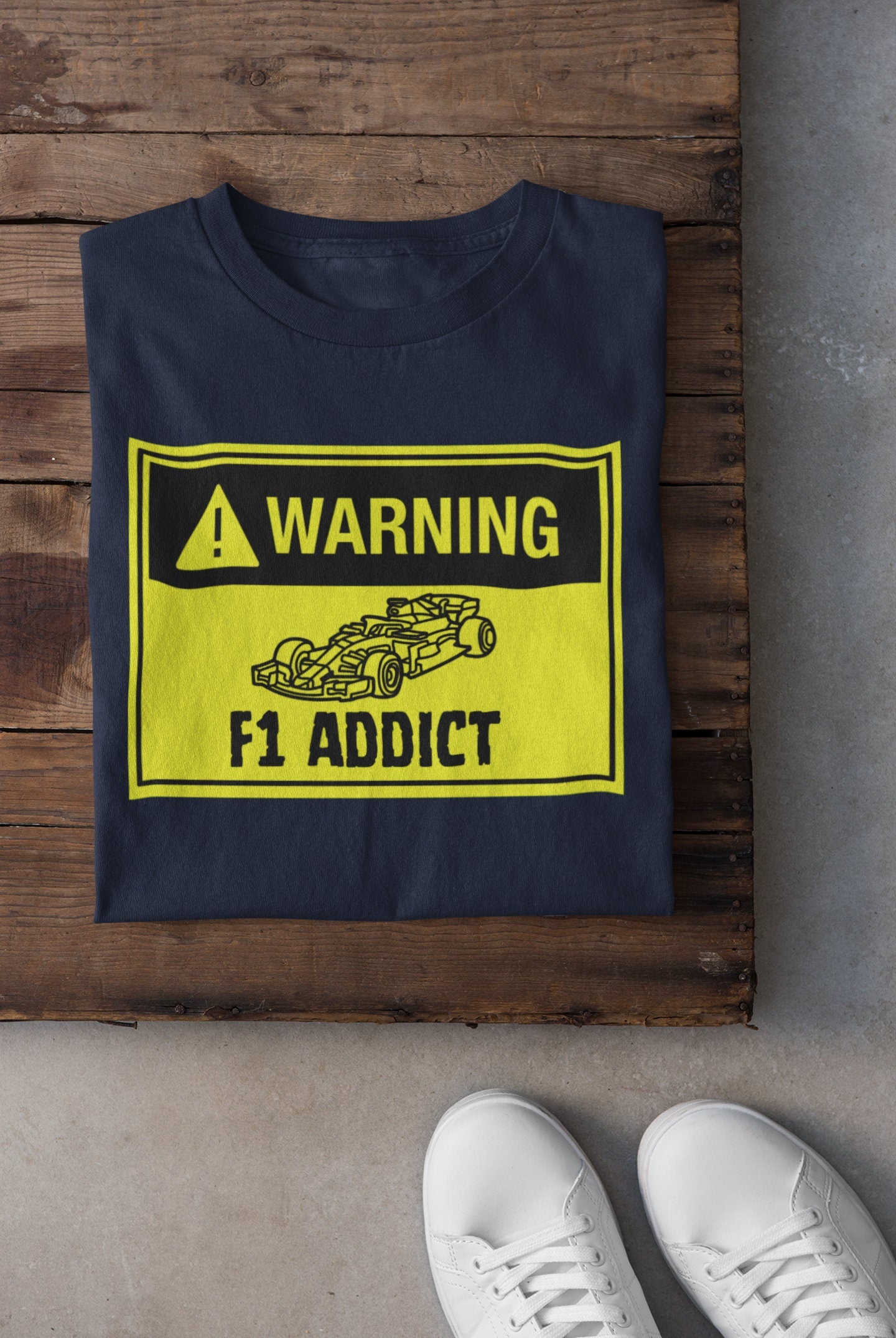 Formula 1 shirt "Warning: F1 Addict" - Funny Racing T-Shirt/Tee for Men and Women. Perfect Gift for Formula One Lovers. F1 Merch