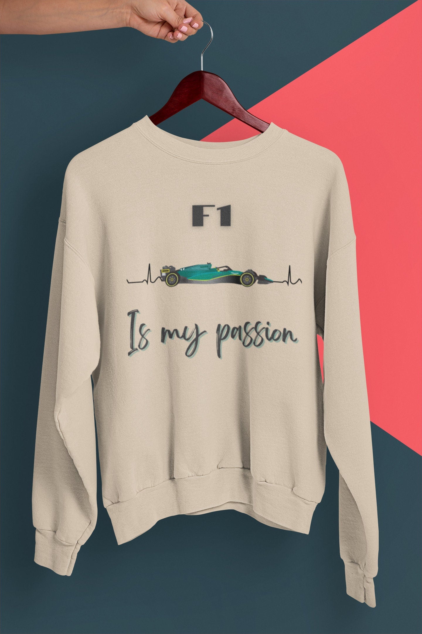 Formula 1 Sweatshirt: F1 is My Passion Car graphic- Perfect Gift for Motorsport Enthusiasts, Fernando Alonso and Aston Martin Fans
