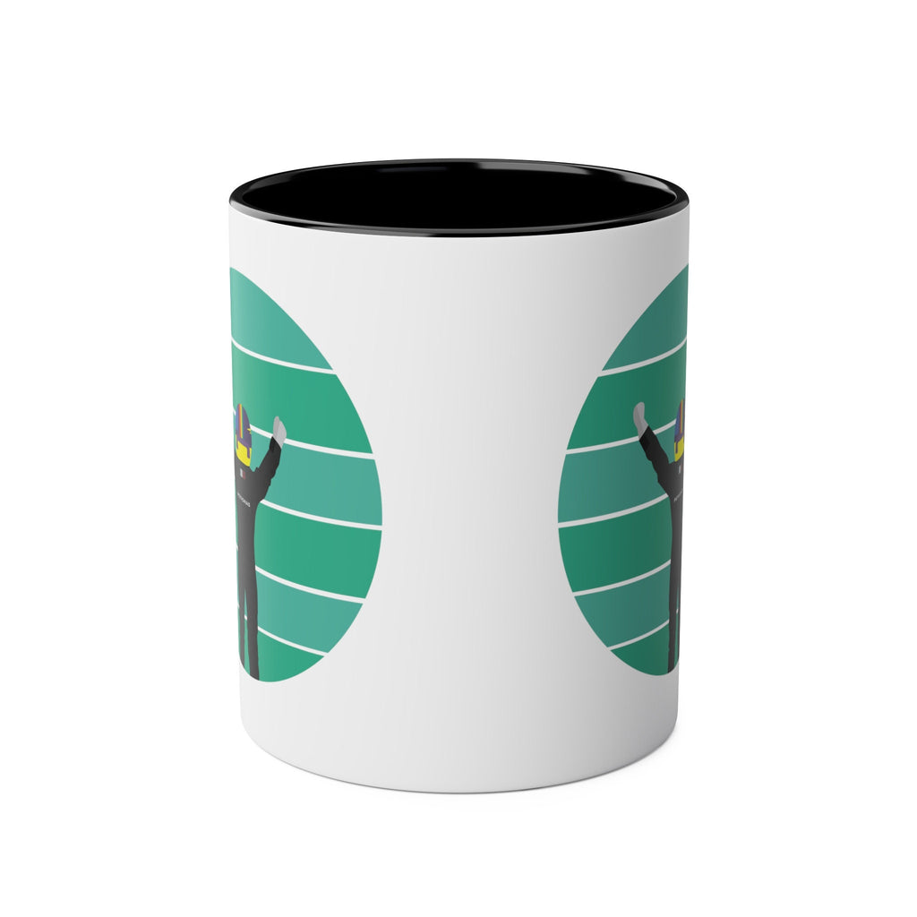 F1 Gift : Mercedes Lewis Hamilton Two-Tone Coffee Mug, 11oz, Perfect gift for Formula One