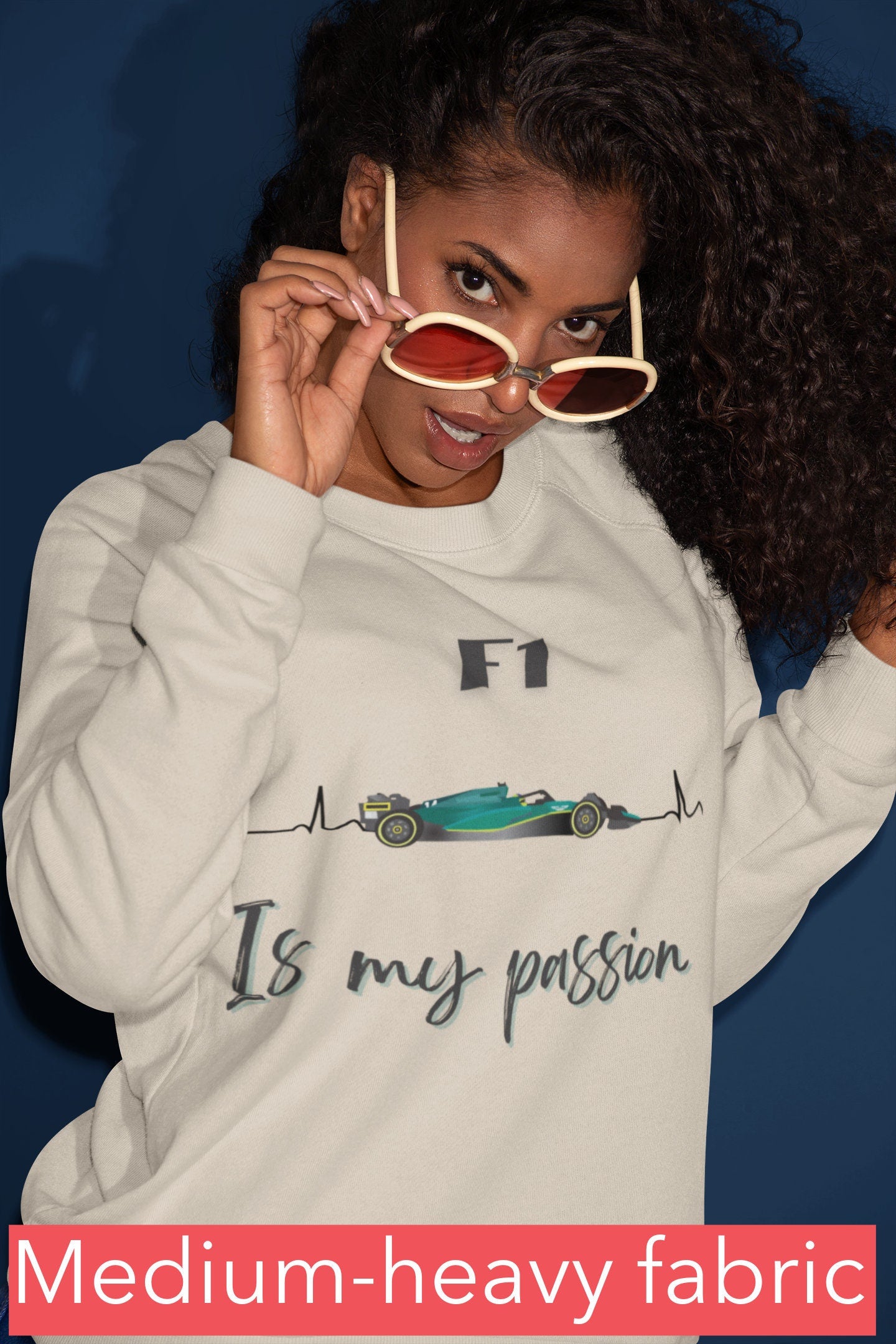 Formula 1 Sweatshirt: F1 is My Passion Car graphic- Perfect Gift for Motorsport Enthusiasts, Fernando Alonso and Aston Martin Fans