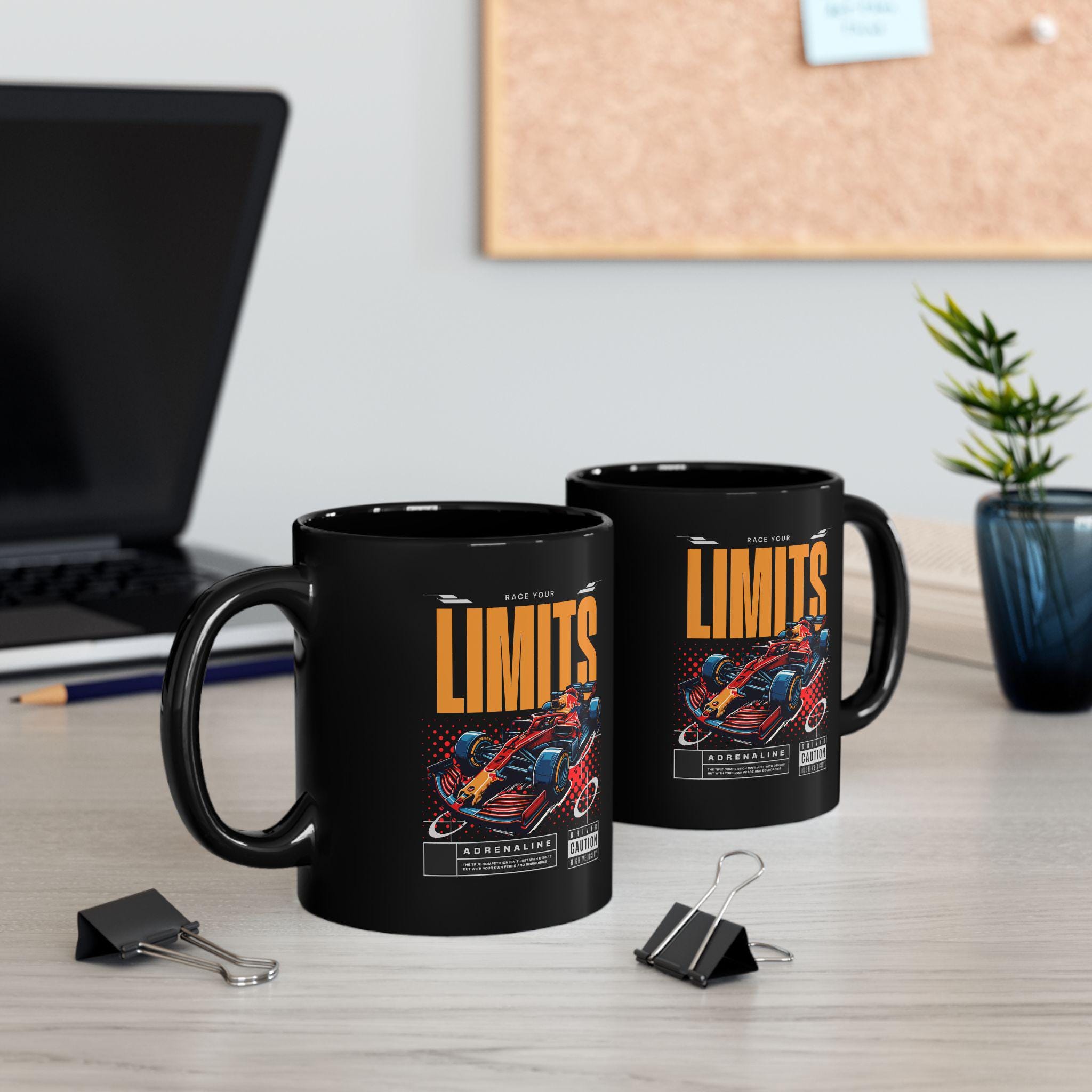 Black Formula 1 Mug F1 Car Race Your Limits Coffee Cup, Racing Enthusiast Gift, Checkered Pattern Speed Inspired Tea Mug, High-Speed