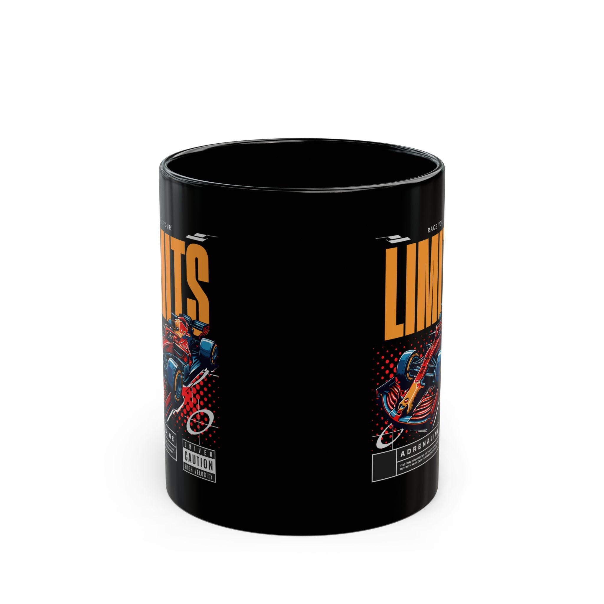 Black Formula 1 Mug F1 Car Race Your Limits Coffee Cup, Racing Enthusiast Gift, Checkered Pattern Speed Inspired Tea Mug, High-Speed