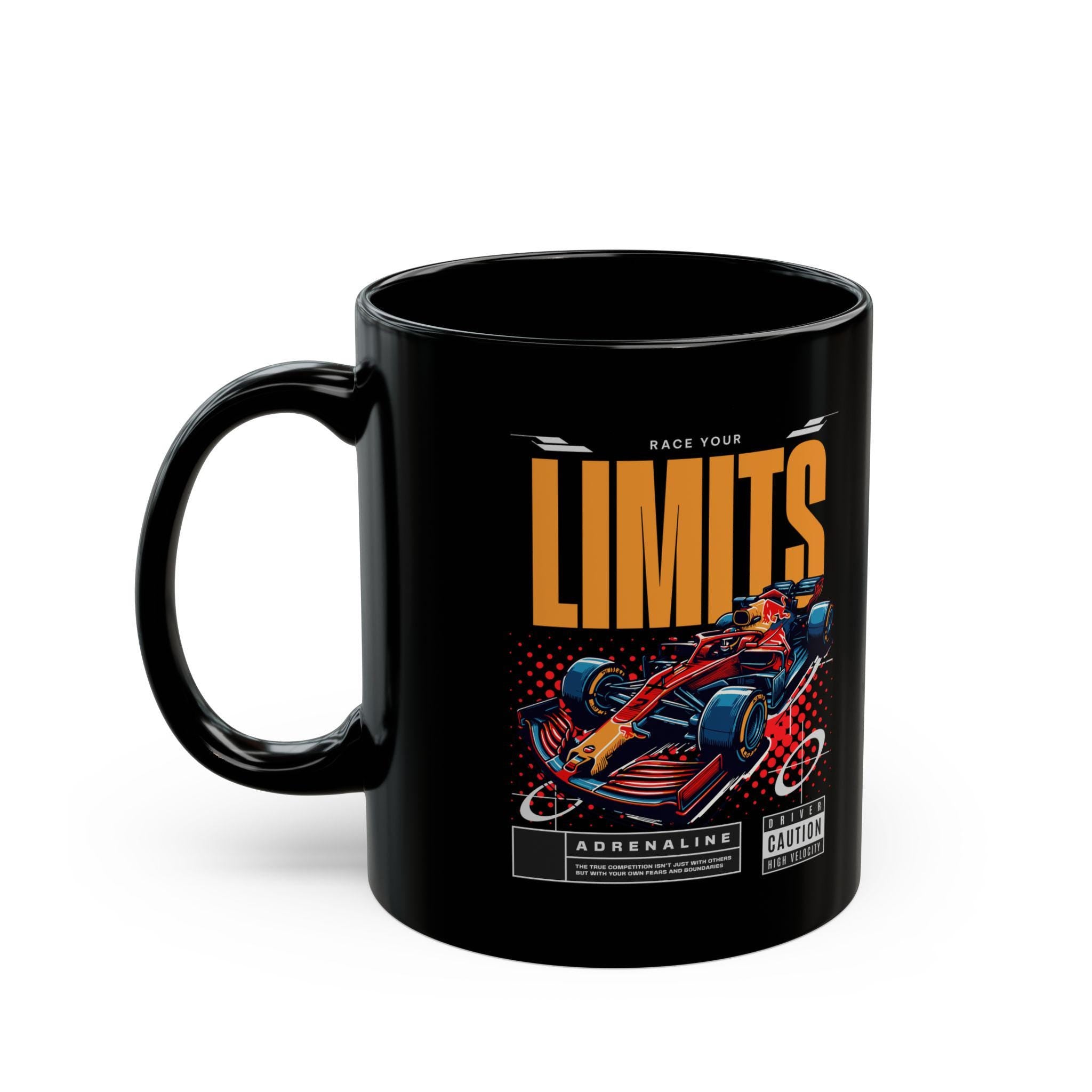 Black Formula 1 Mug F1 Car Race Your Limits Coffee Cup, Racing Enthusiast Gift, Checkered Pattern Speed Inspired Tea Mug, High-Speed