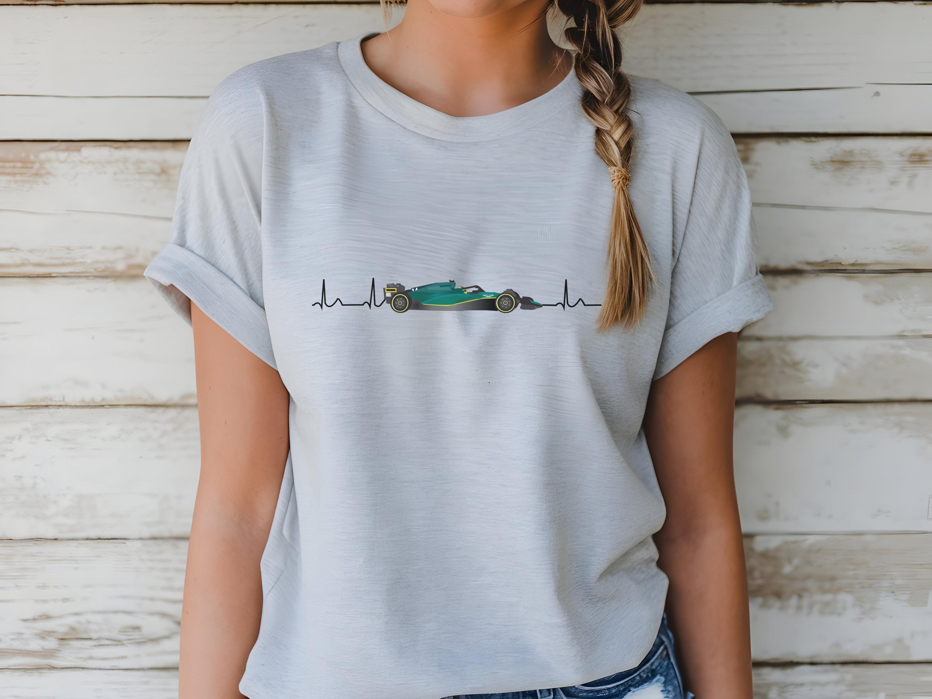 F1 Car Heartbeat Unisex Tee, Racing T-Shirt, Motorsport Gift, Green and Black Shirt, Race Car Lover Top
