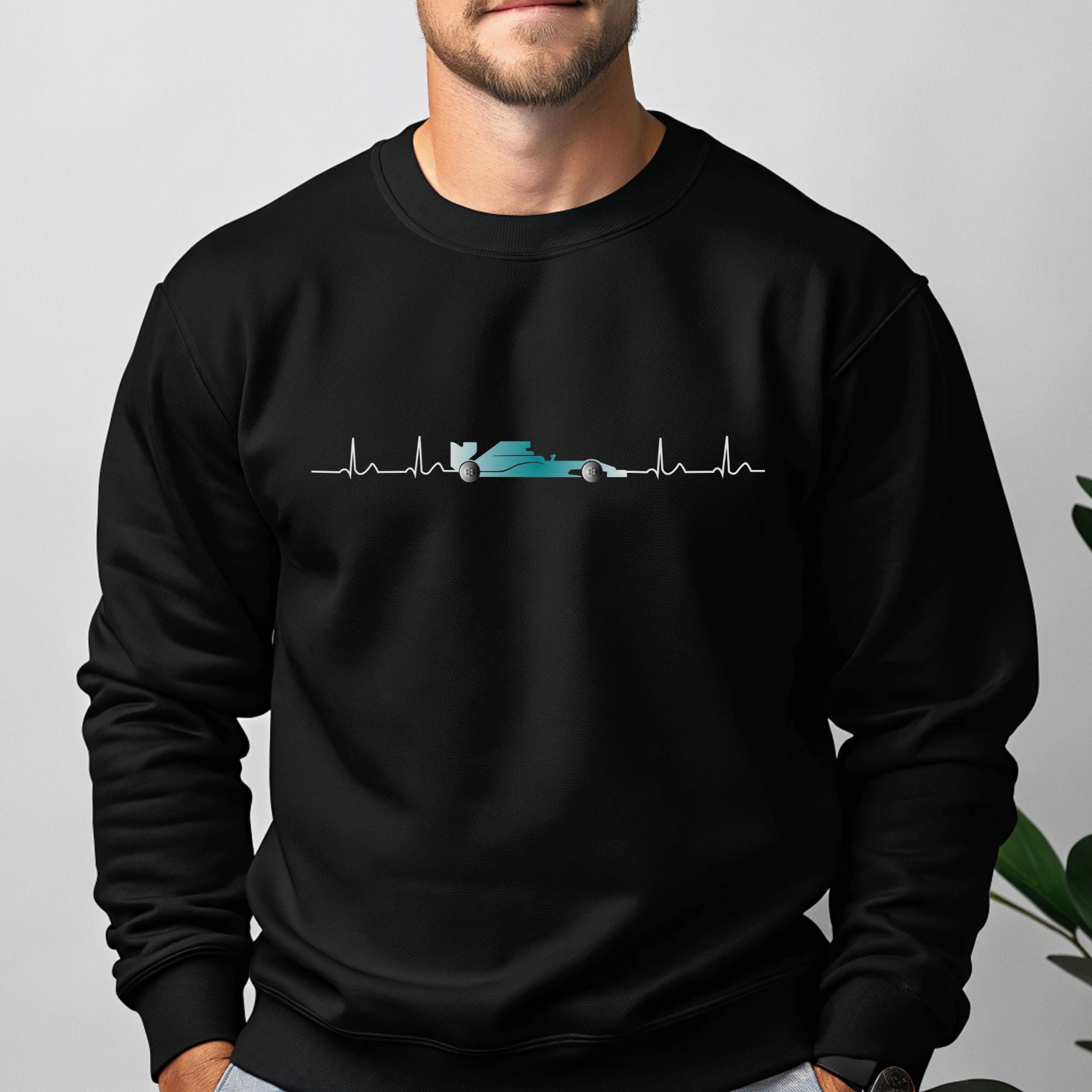 F1 Heartbeat Sweatshirt: Racing Car Pulse Crewneck