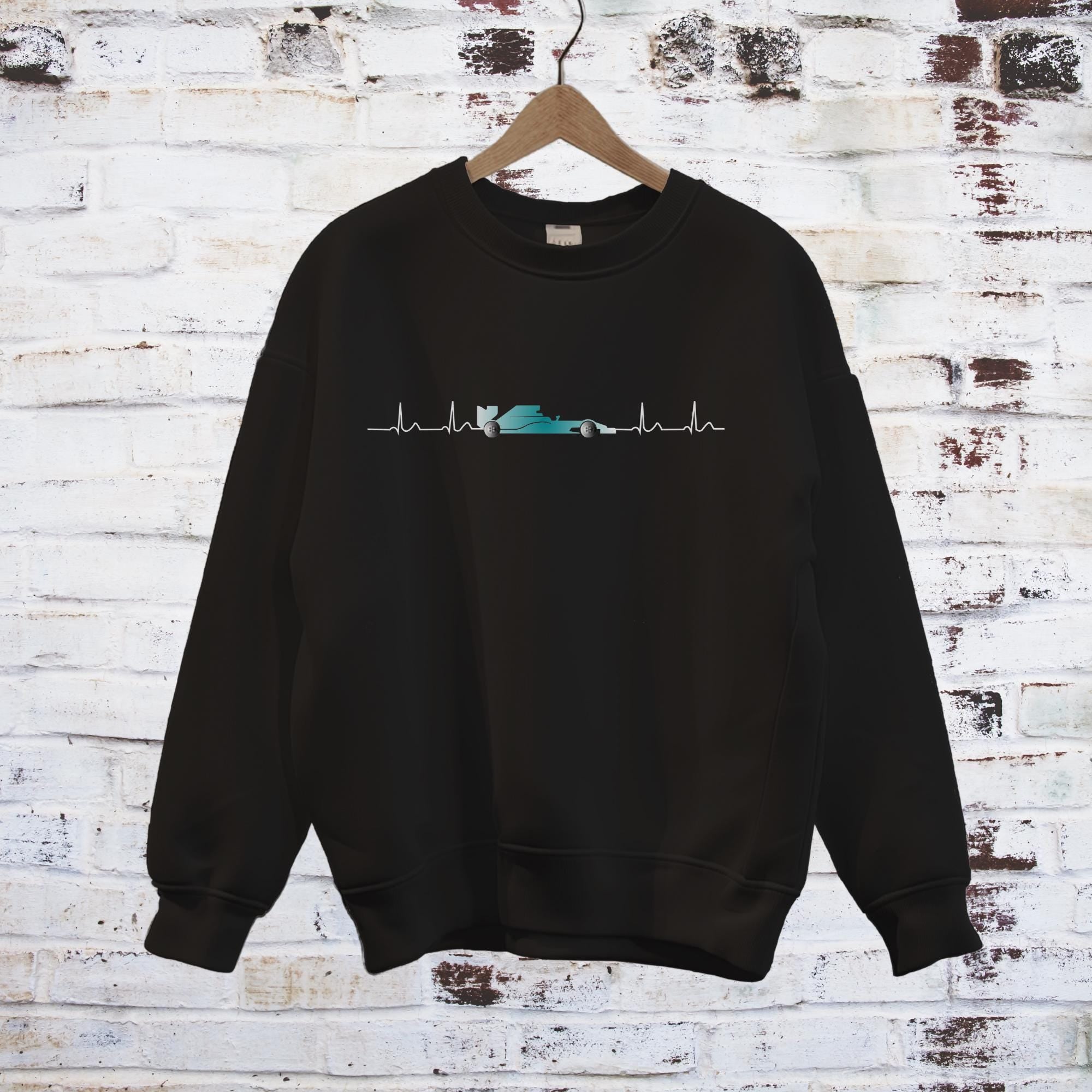 F1 Heartbeat Sweatshirt: Racing Car Pulse Crewneck