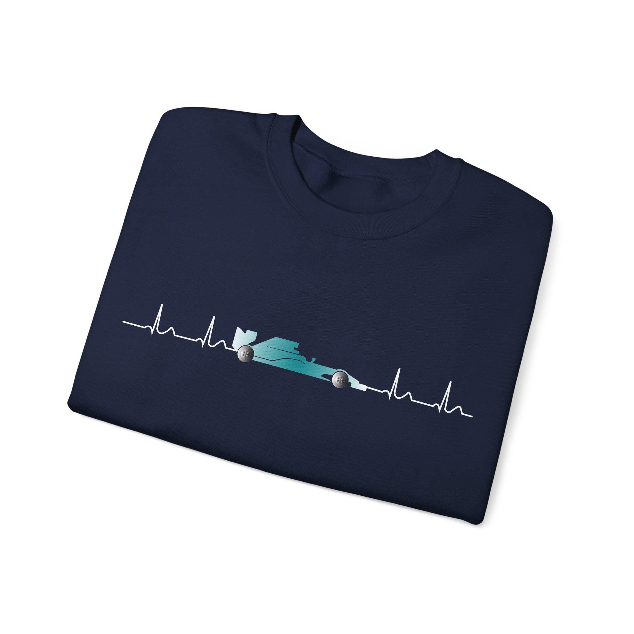 F1 Heartbeat Sweatshirt: Racing Car Pulse Crewneck