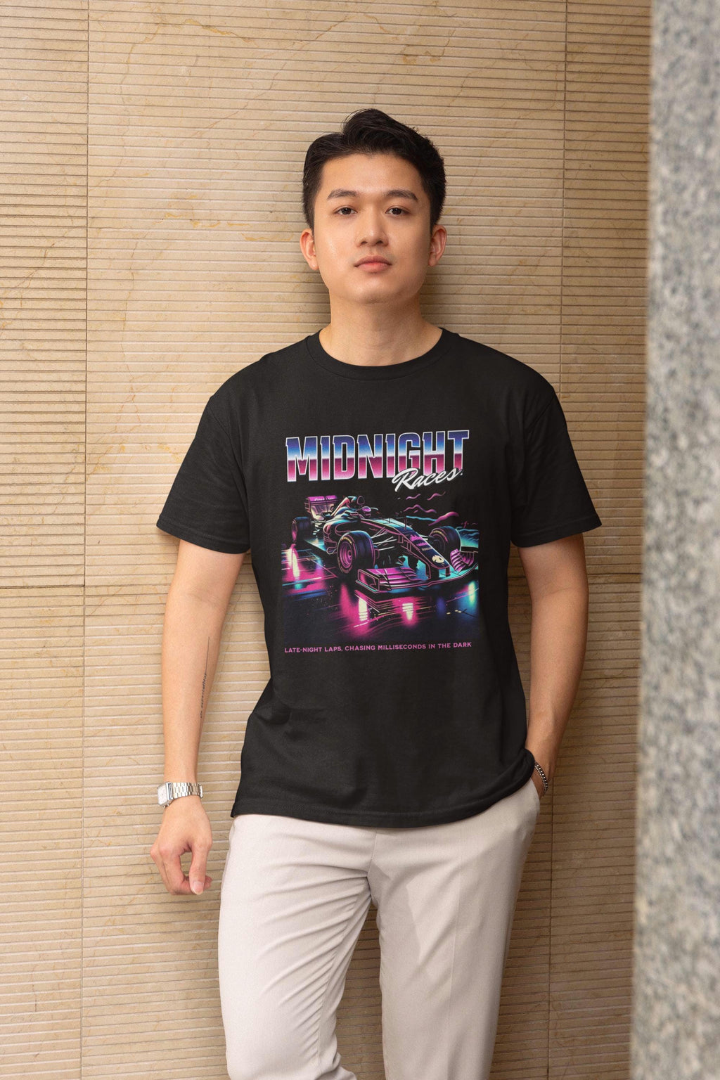 Retro F1 Neon T-Shirt: Formula One Car Graphic Tee