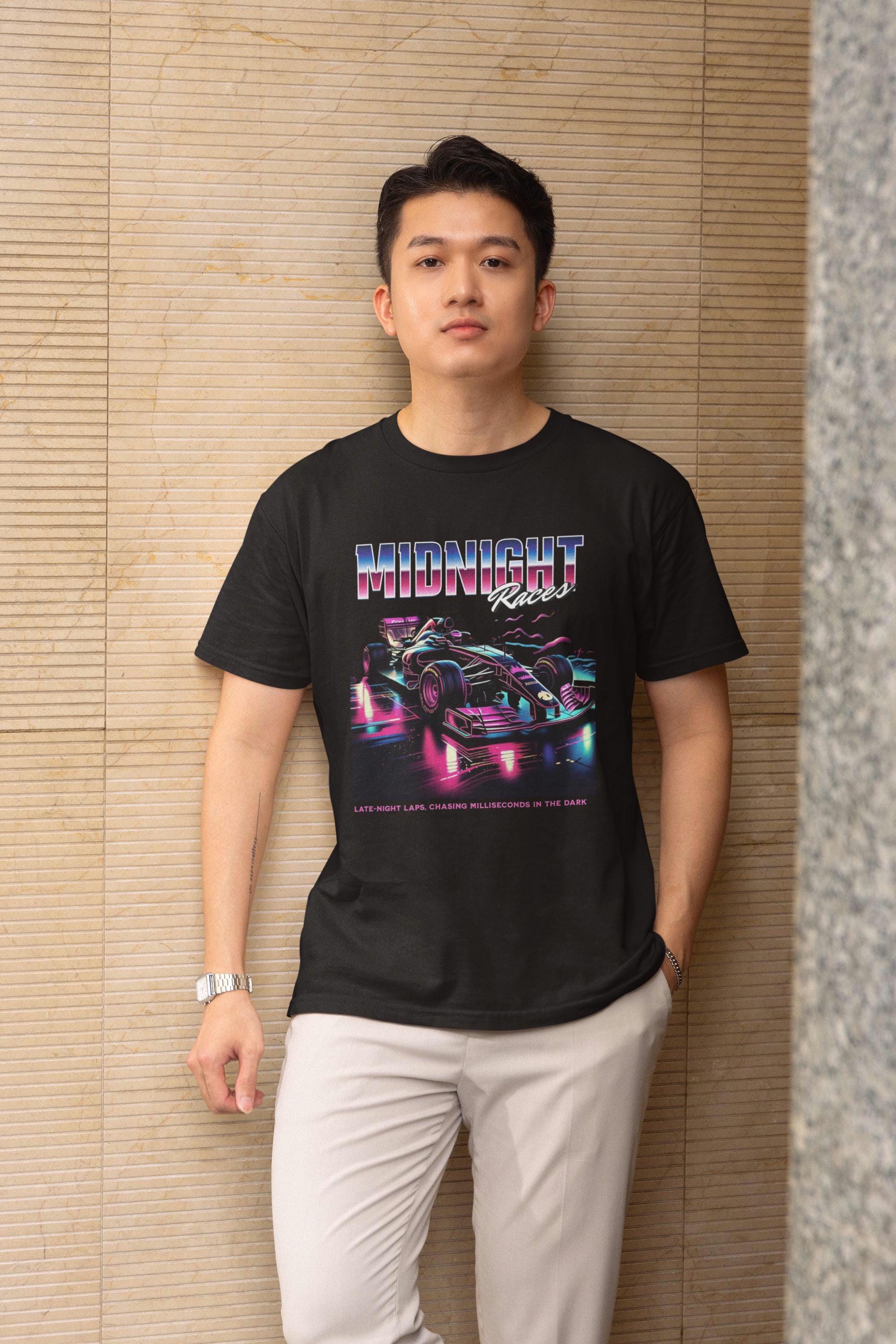 Retro F1 Neon T-Shirt: Formula One Car Graphic Tee