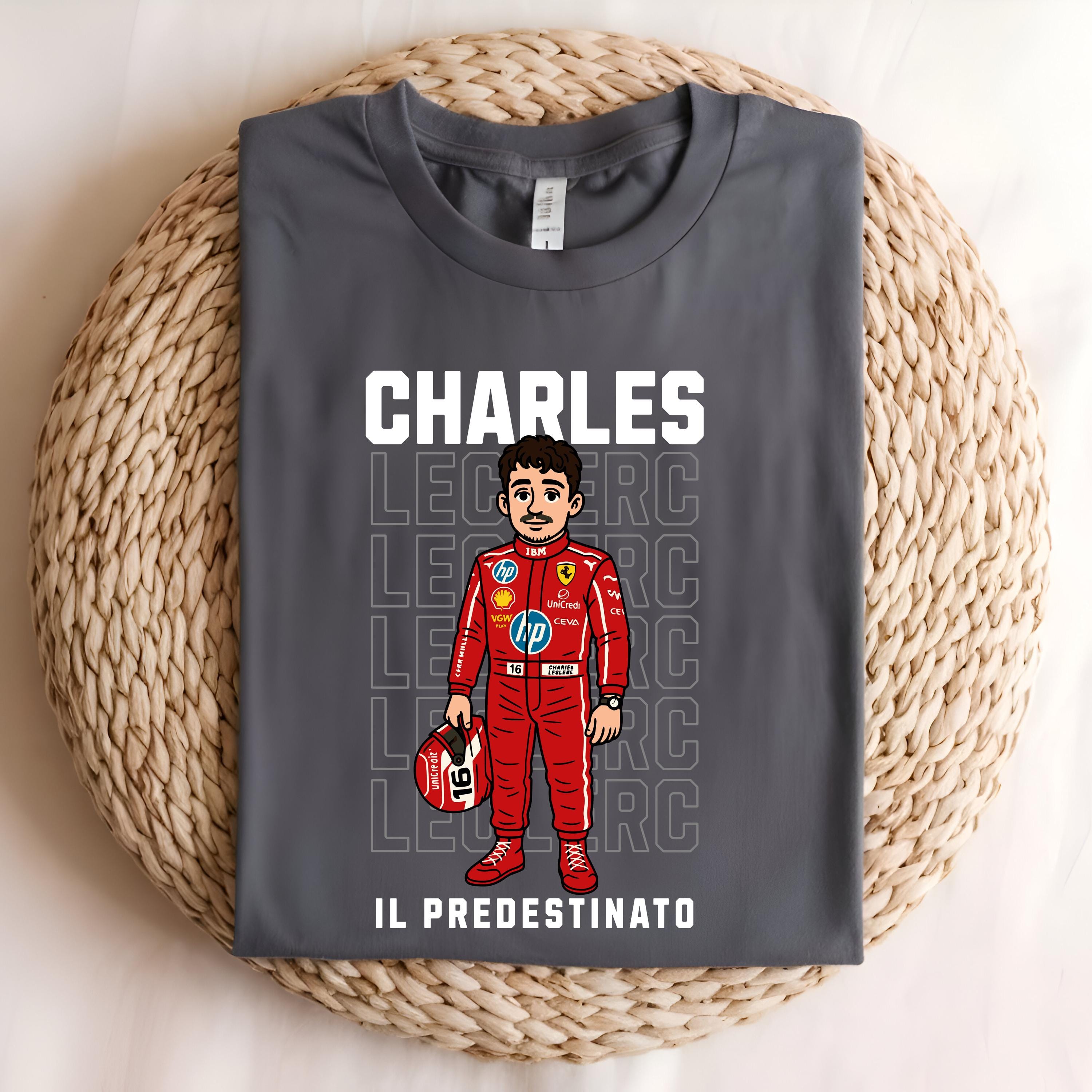 Unisex F1 Leclerc Shirt, Funny Formula 1 T Shirt, Motorsport Fan Top, Charles Leclerc Fan Tee, Jersey Cartoon F1 Gift for Men & Women