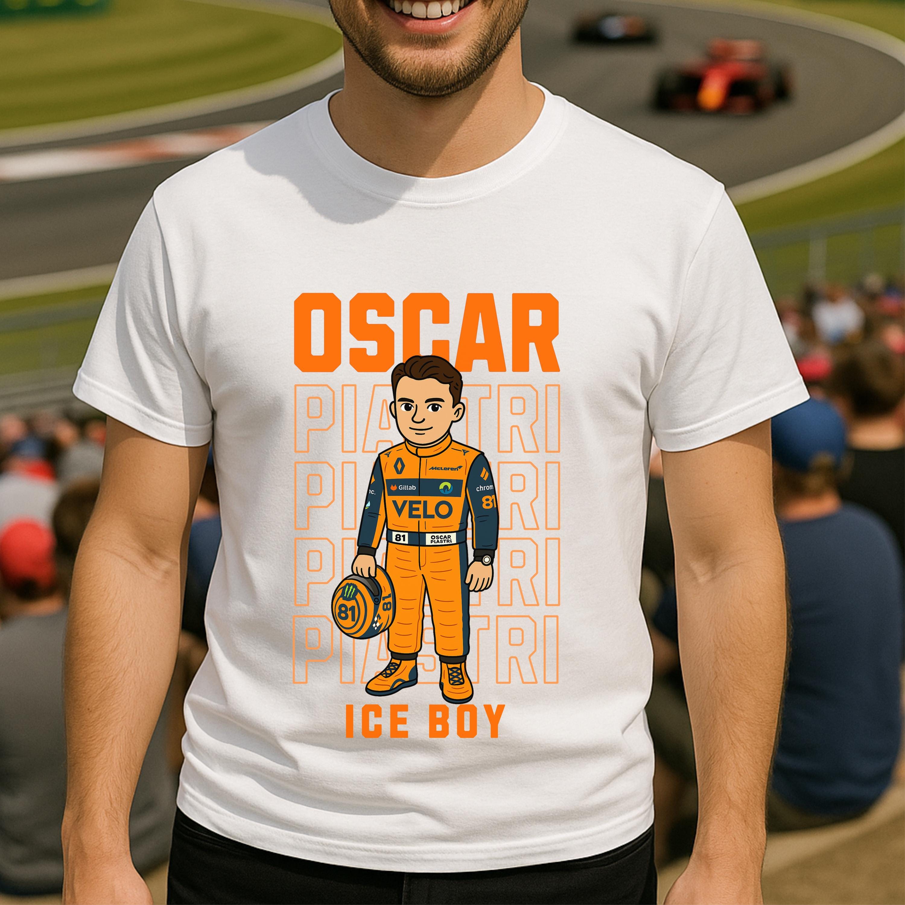 Oscar Piastri Papaya Boy T-Shirt – Funny F1 Shirt for Race Fans – McLaren Inspired Tee – Formula One Fan Gift for Him or Her