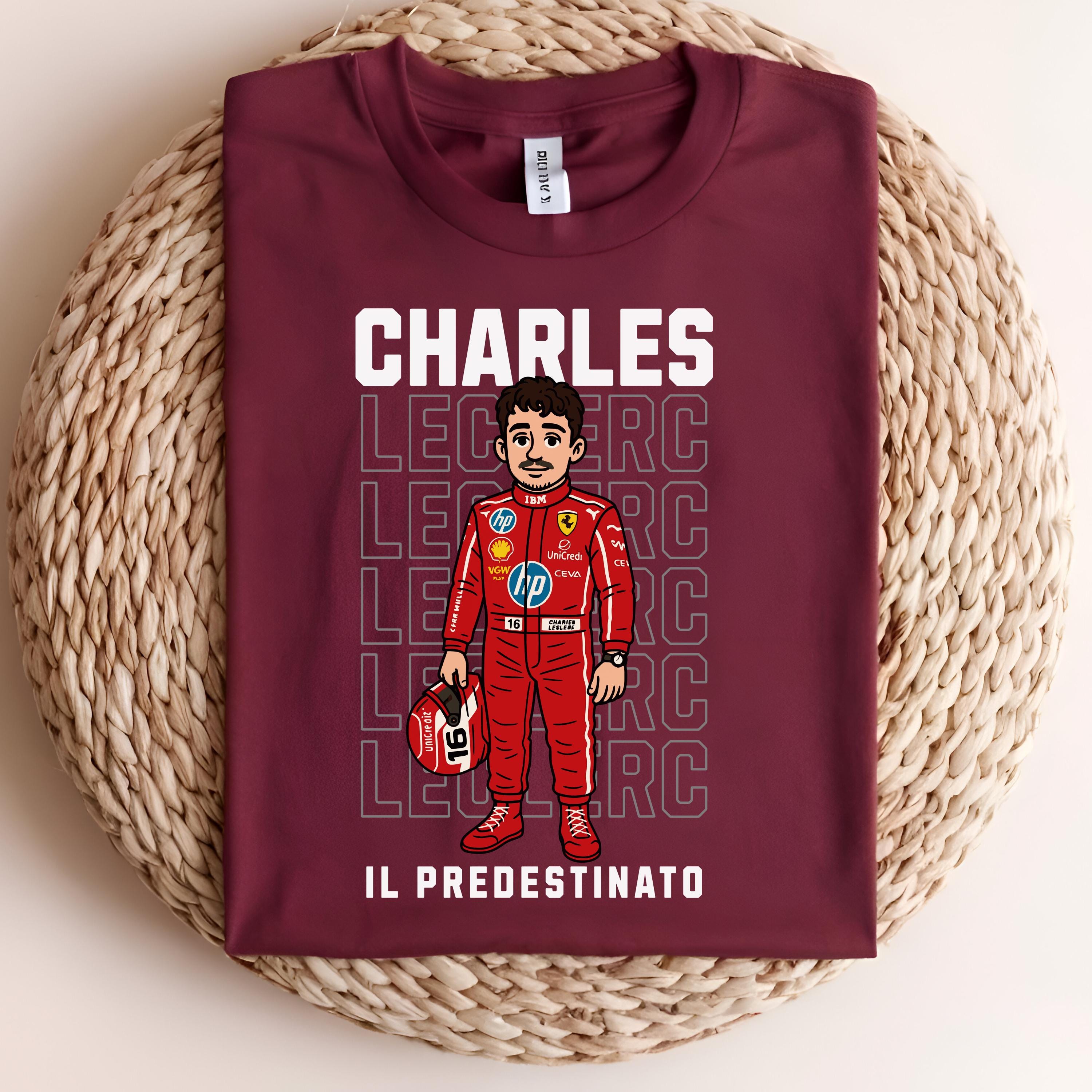 Unisex F1 Leclerc Shirt, Funny Formula 1 T Shirt, Motorsport Fan Top, Charles Leclerc Fan Tee, Jersey Cartoon F1 Gift for Men & Women