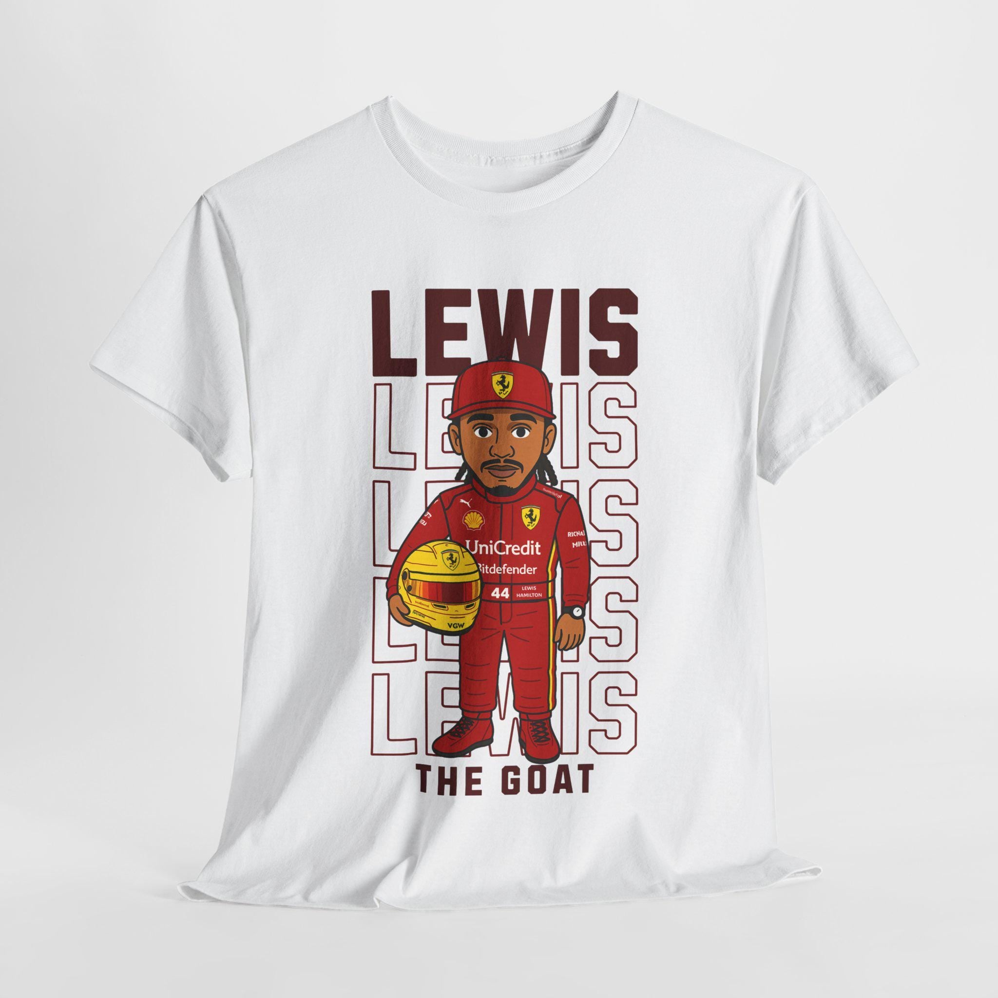 Lewis Hamilton T-Shirt | The GOAT F1 Tee | Funny Cartoon Formula 1 Gift for Fans | F1 Racing Fan Merch | Motorsport Shirt
