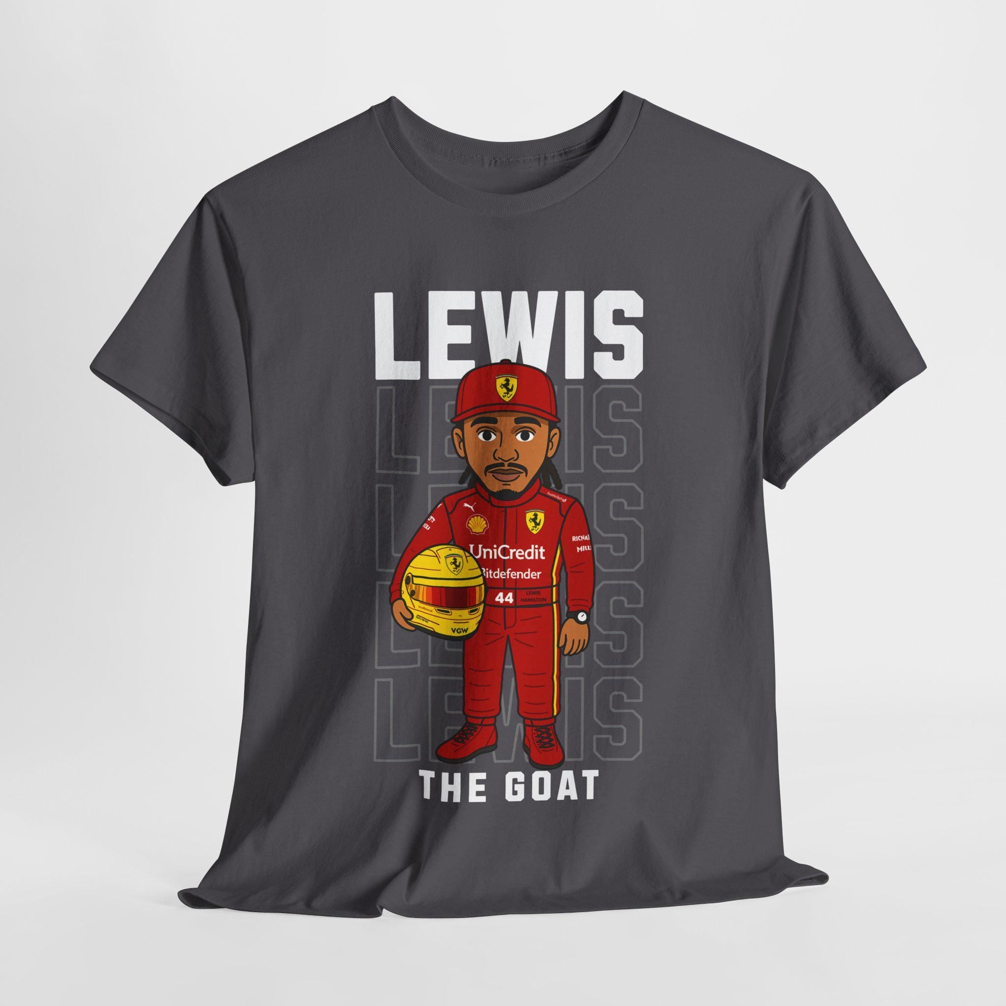 Lewis Hamilton T-Shirt | The GOAT F1 Tee | Funny Cartoon Formula 1 Gift for Fans | F1 Racing Fan Merch | Motorsport Shirt