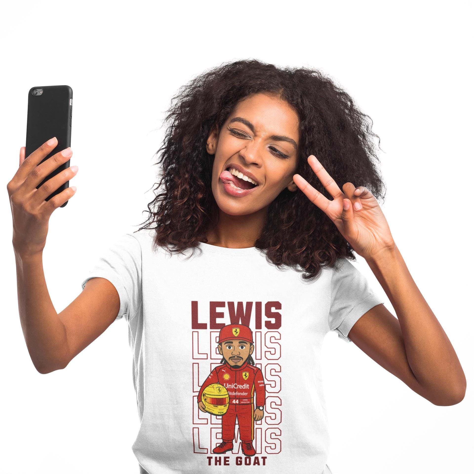 Lewis Hamilton T-Shirt | The GOAT F1 Tee | Funny Cartoon Formula 1 Gift for Fans | F1 Racing Fan Merch | Motorsport Shirt