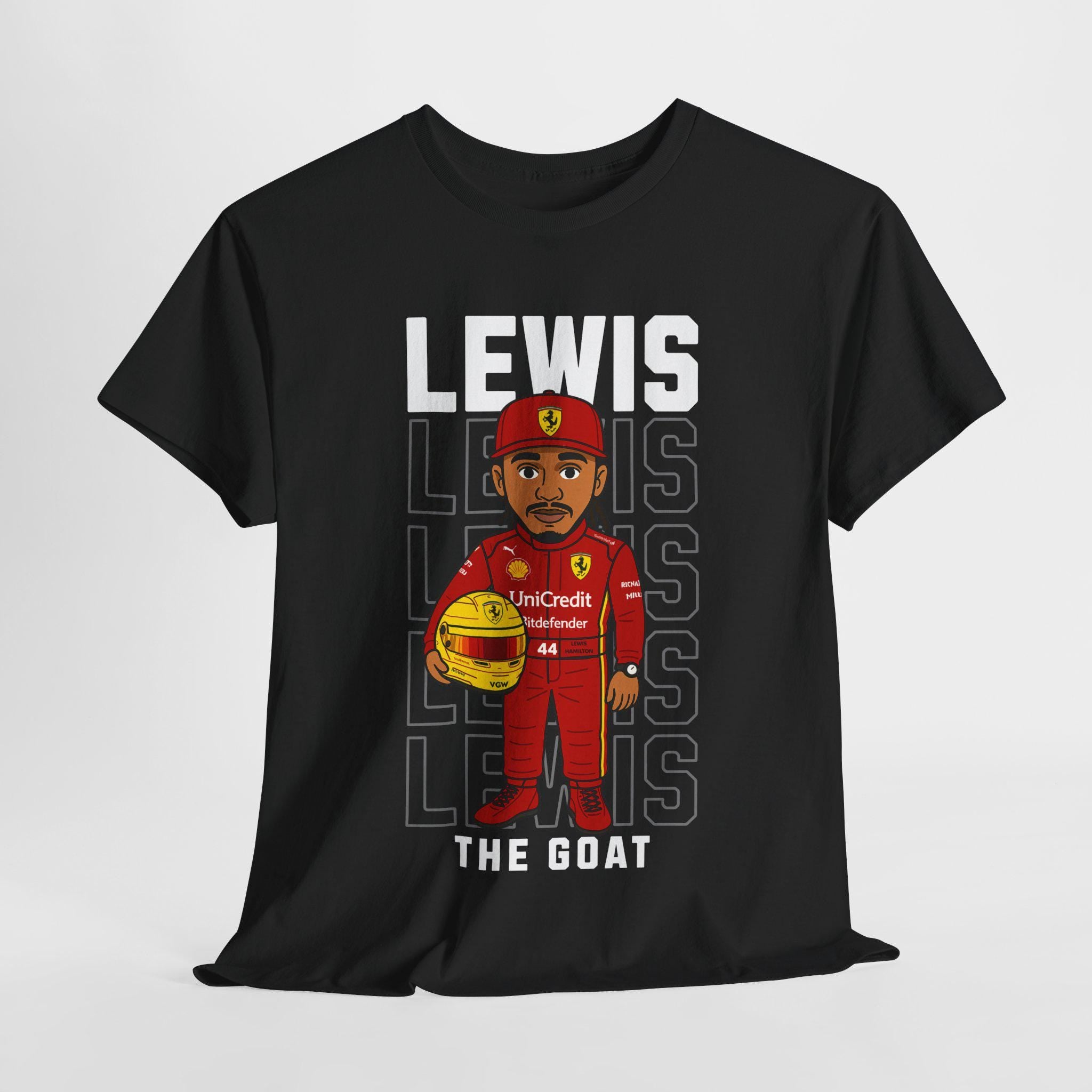 Lewis Hamilton T-Shirt | The GOAT F1 Tee | Funny Cartoon Formula 1 Gift for Fans | F1 Racing Fan Merch | Motorsport Shirt