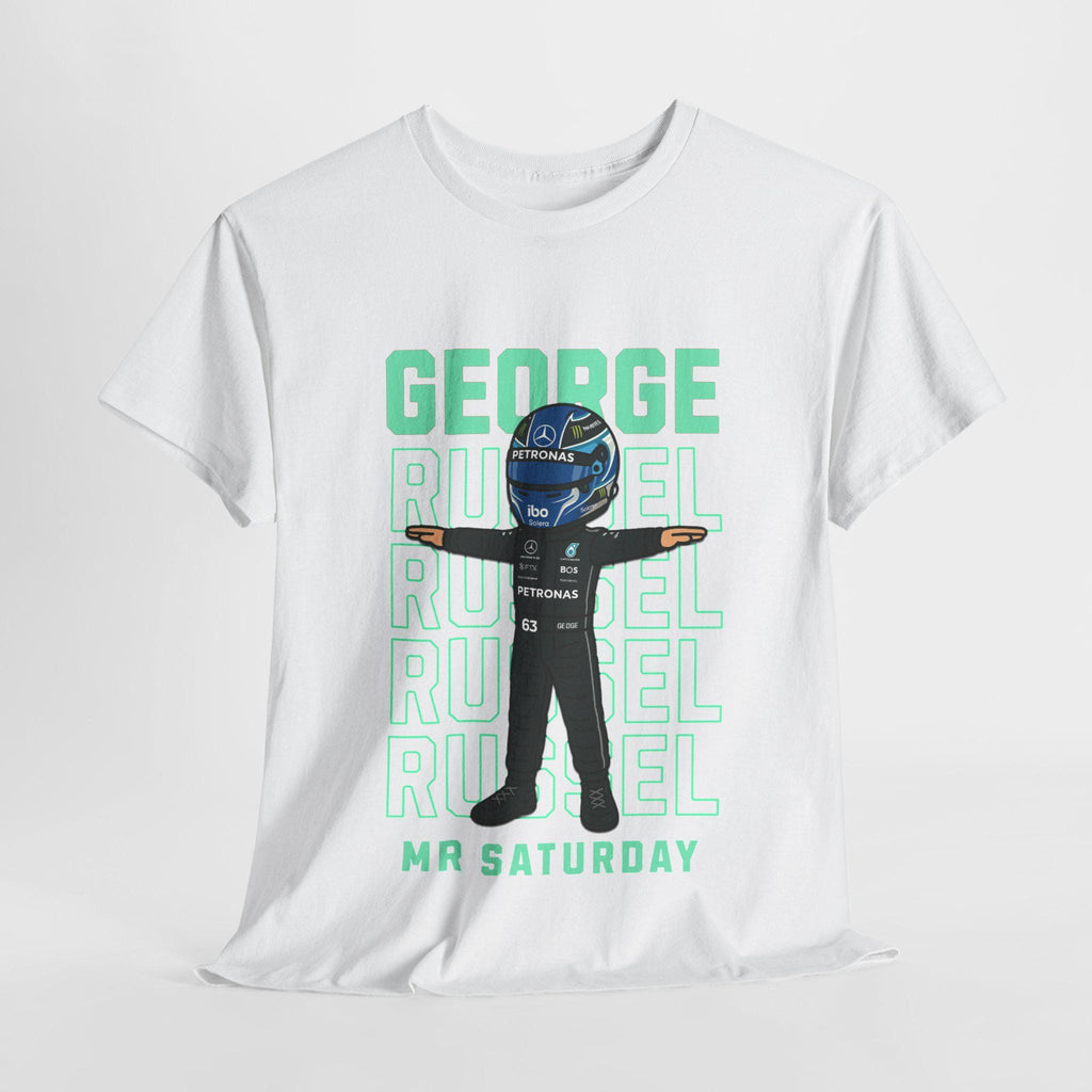 George Russell Mr Saturday T-Shirt | Cartoon F1 Tee | Formula 1 Gift for Racing Fans | Mercedes Driver Funny Shirt | Motorsport Merch
