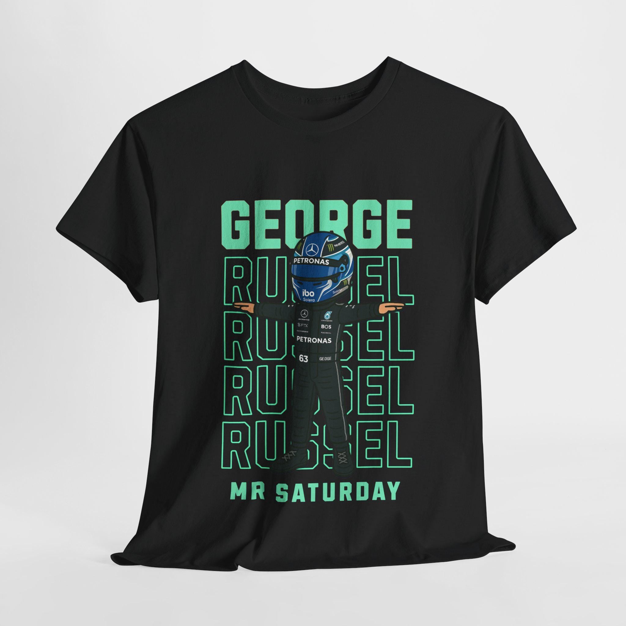 George Russell Mr Saturday T-Shirt | Cartoon F1 Tee | Formula 1 Gift for Racing Fans | Mercedes Driver Funny Shirt | Motorsport Merch