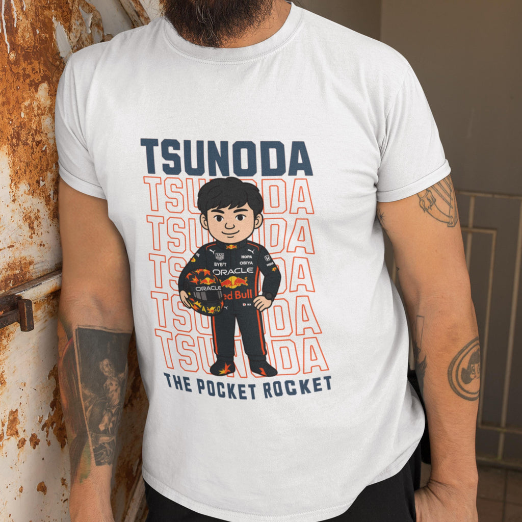 Yuki Tsunoda F1 T-Shirt: Pocket Rocket Cartoon Tee, Japanese Motorsport Fan Gift