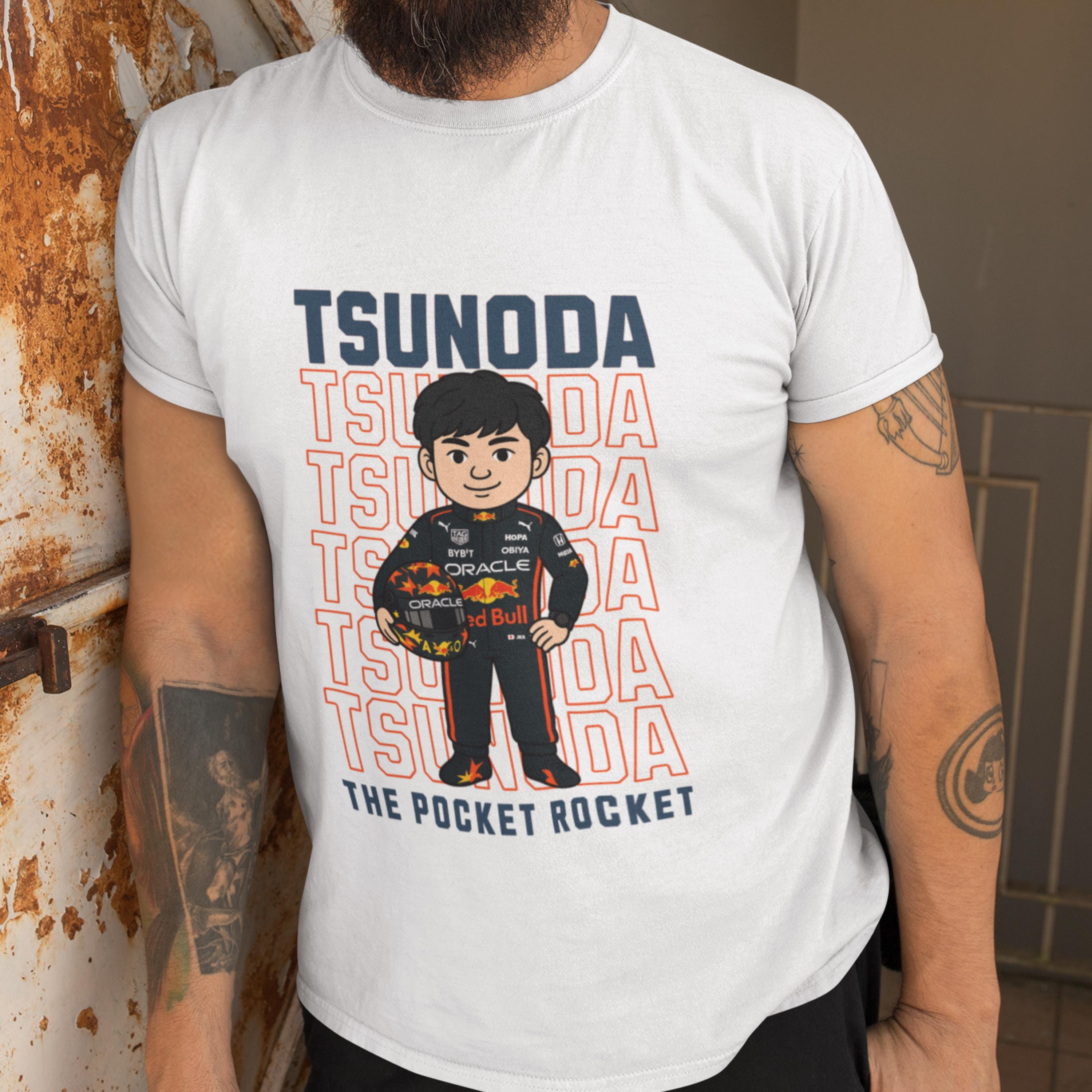 Yuki Tsunoda F1 T-Shirt: Pocket Rocket Cartoon Tee, Japanese Motorsport Fan Gift