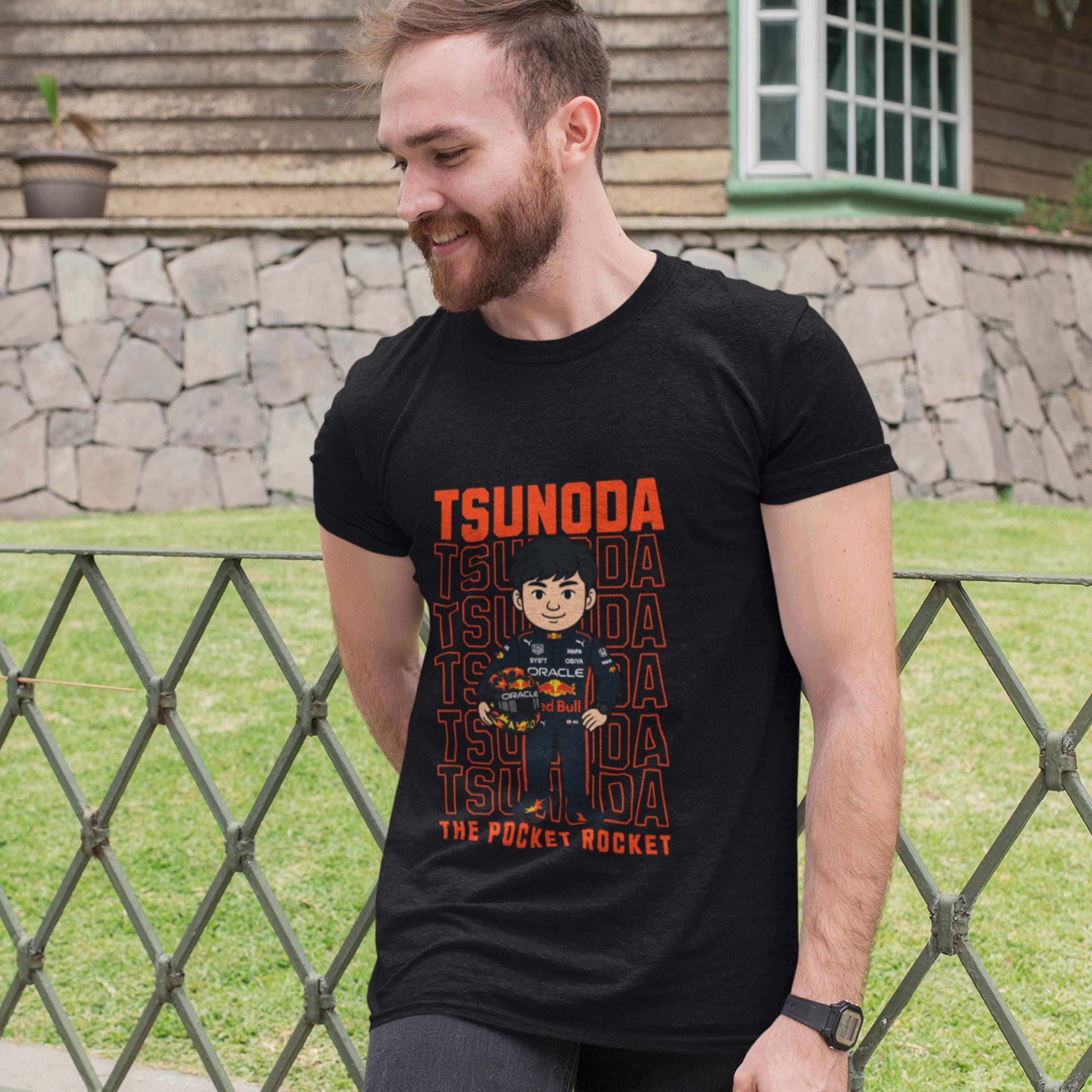 Yuki Tsunoda F1 T-Shirt: Pocket Rocket Cartoon Tee, Japanese Motorsport Fan Gift