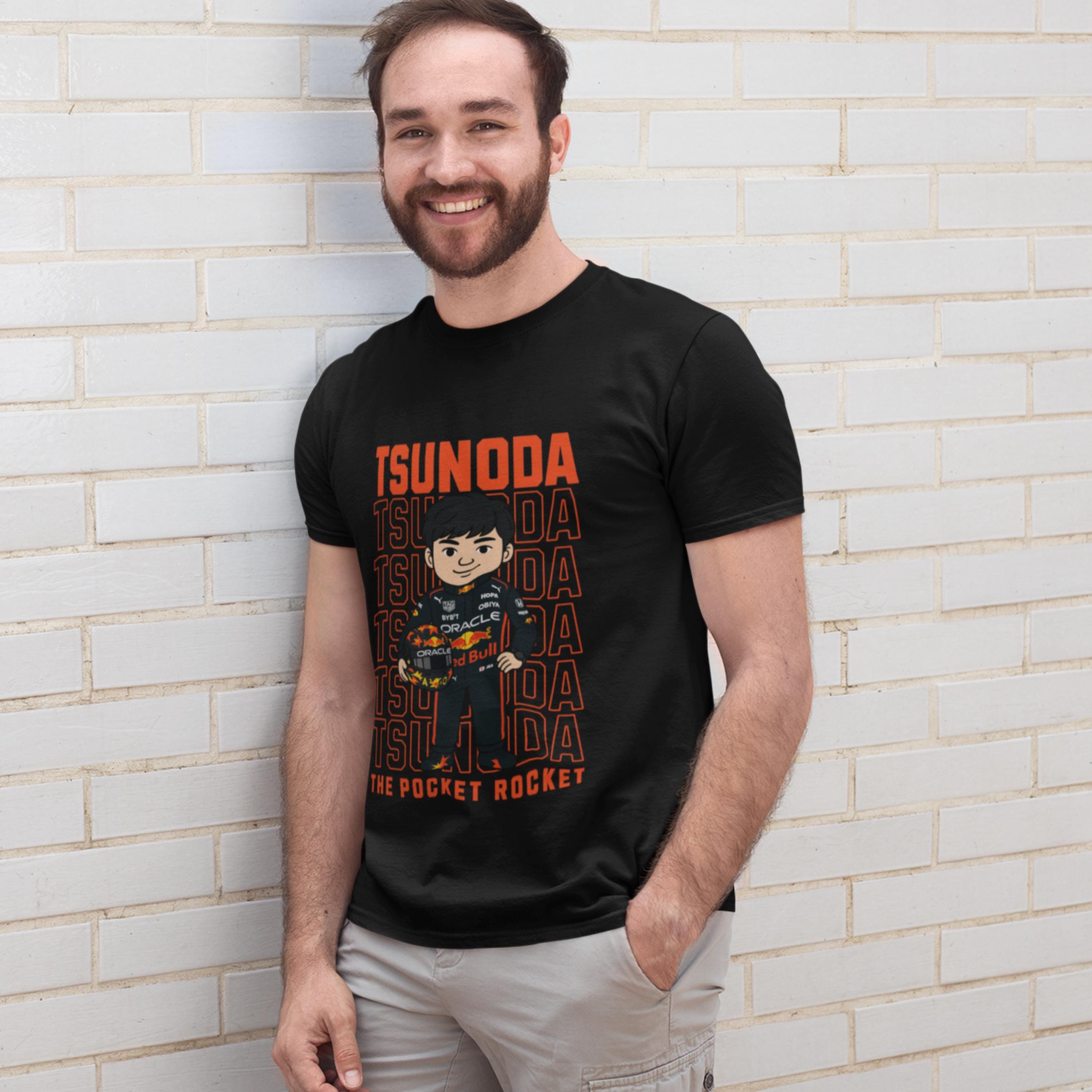 Yuki Tsunoda F1 T-Shirt: Pocket Rocket Cartoon Tee, Japanese Motorsport Fan Gift