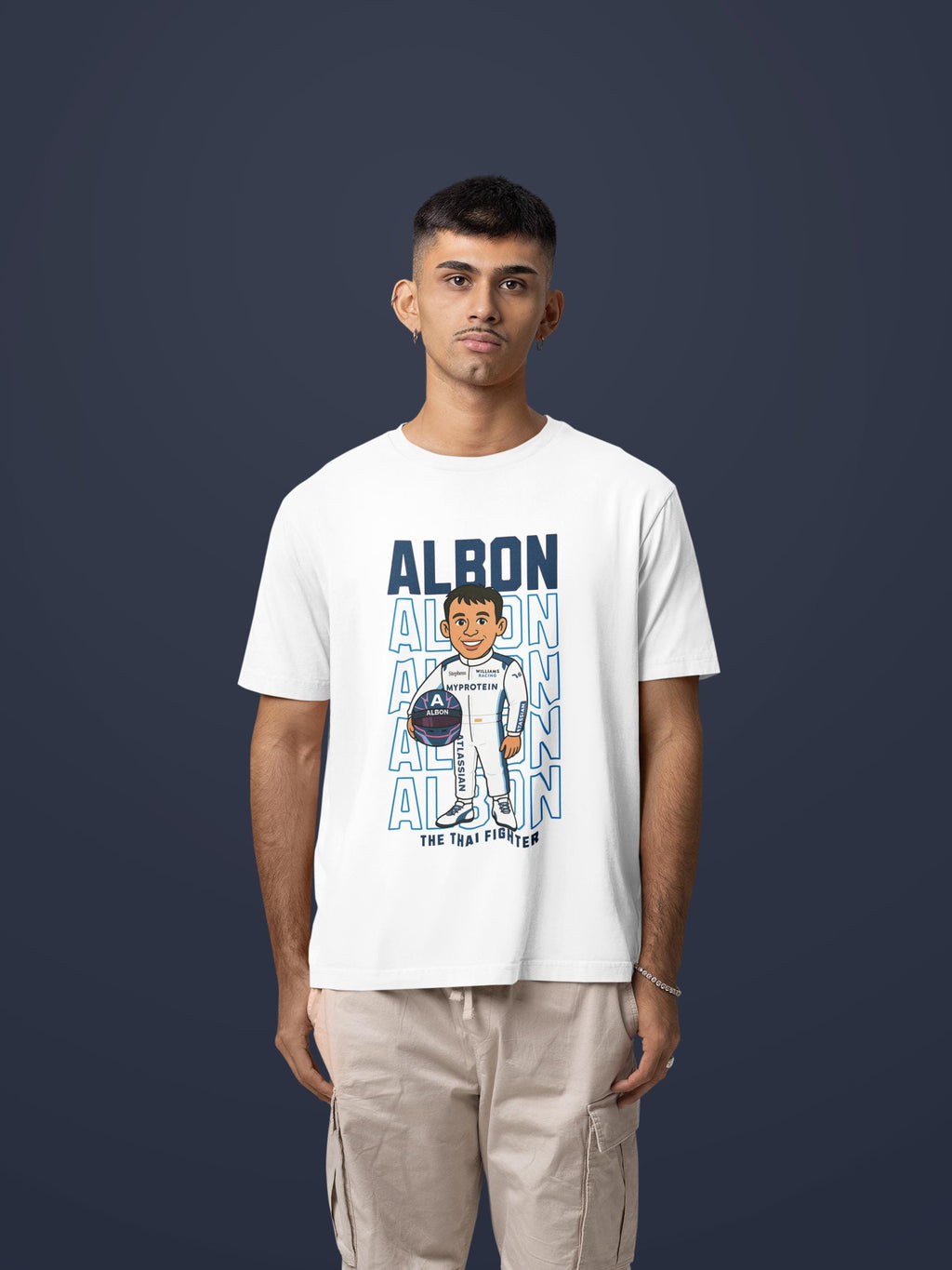 Alex Albon F1 T-Shirt –The Thai Fighter Unisex Cartoon Tee | Formula 1 100% Cotton Shirt S-XXL