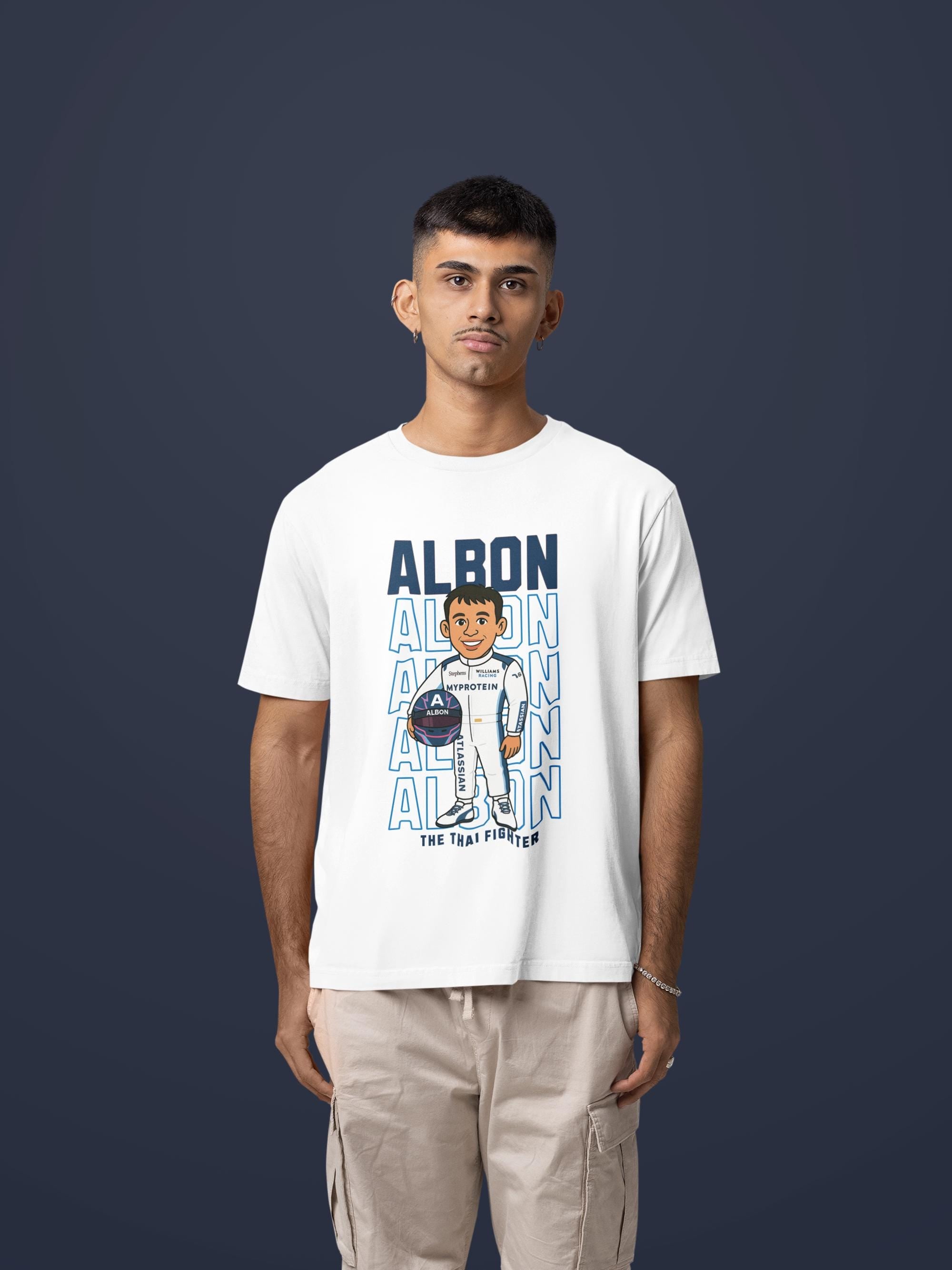 Alex Albon F1 T-Shirt –The Thai Fighter Unisex Cartoon Tee | Formula 1 100% Cotton Shirt S-XXL