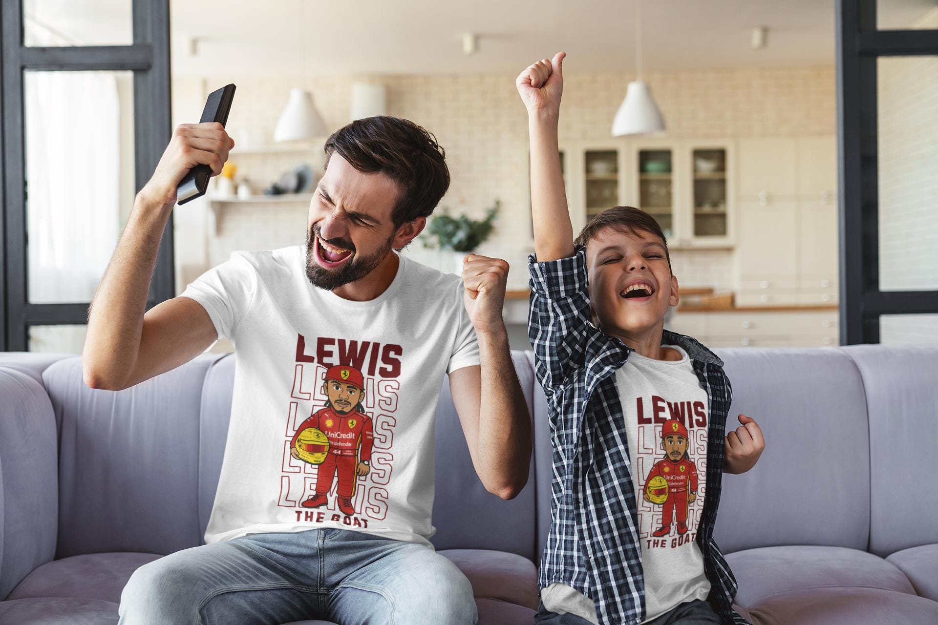 Lewis Hamilton Kids T-Shirt: The GOAT, Ferrari F1 Racing, Sustainable Cotton