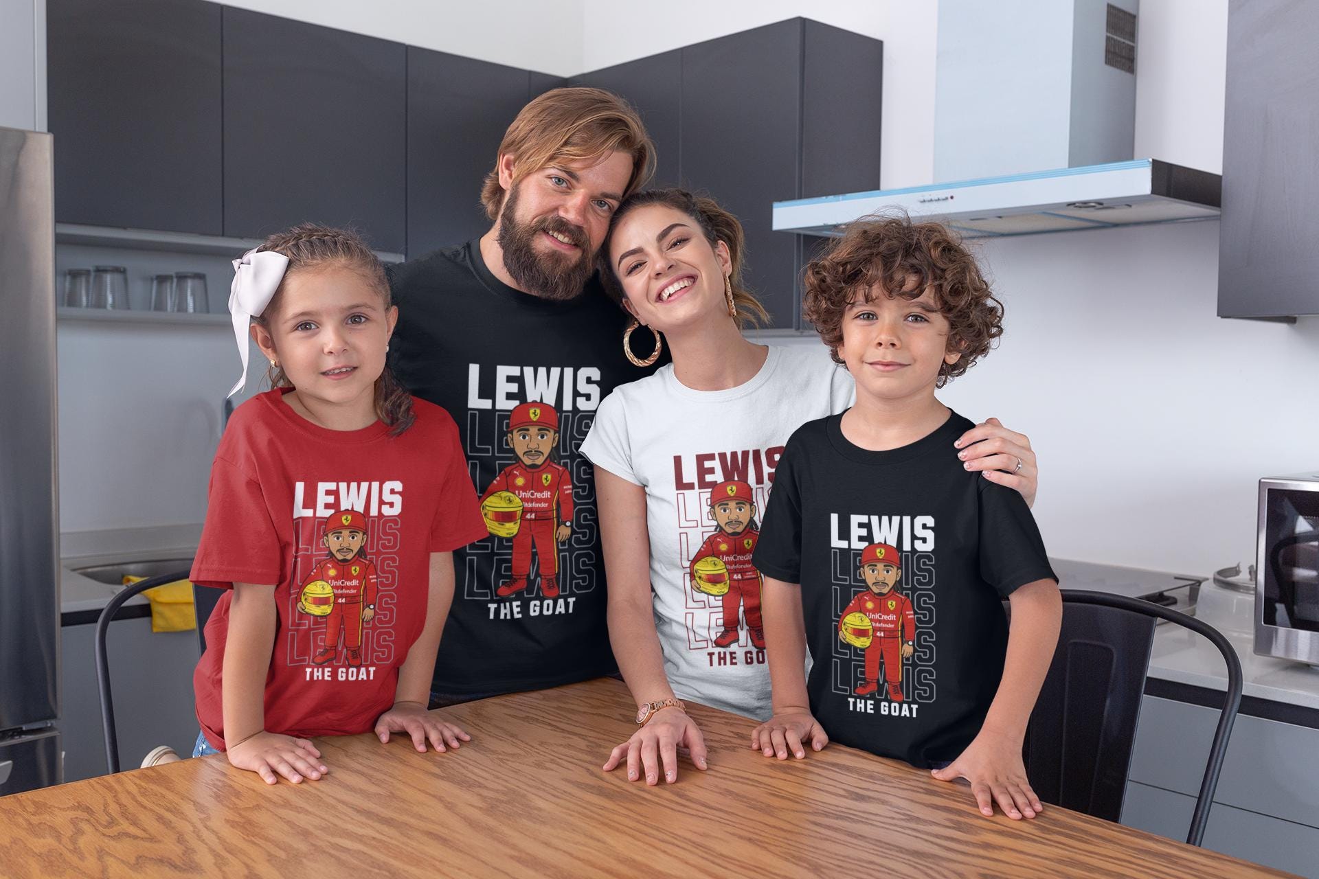 Lewis Hamilton Kids T-Shirt: The GOAT, Ferrari F1 Racing, Sustainable Cotton