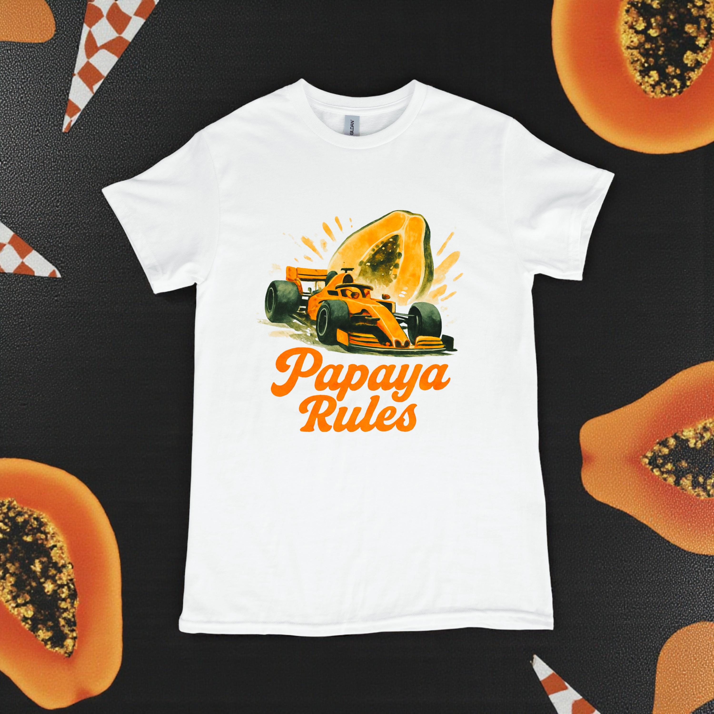 Papaya Rules F1 Inspired Graphic Tee | Retro Racing Unisex Shirt | Funny Papaya Car Fan Gift | Motorsport Streetwear Top