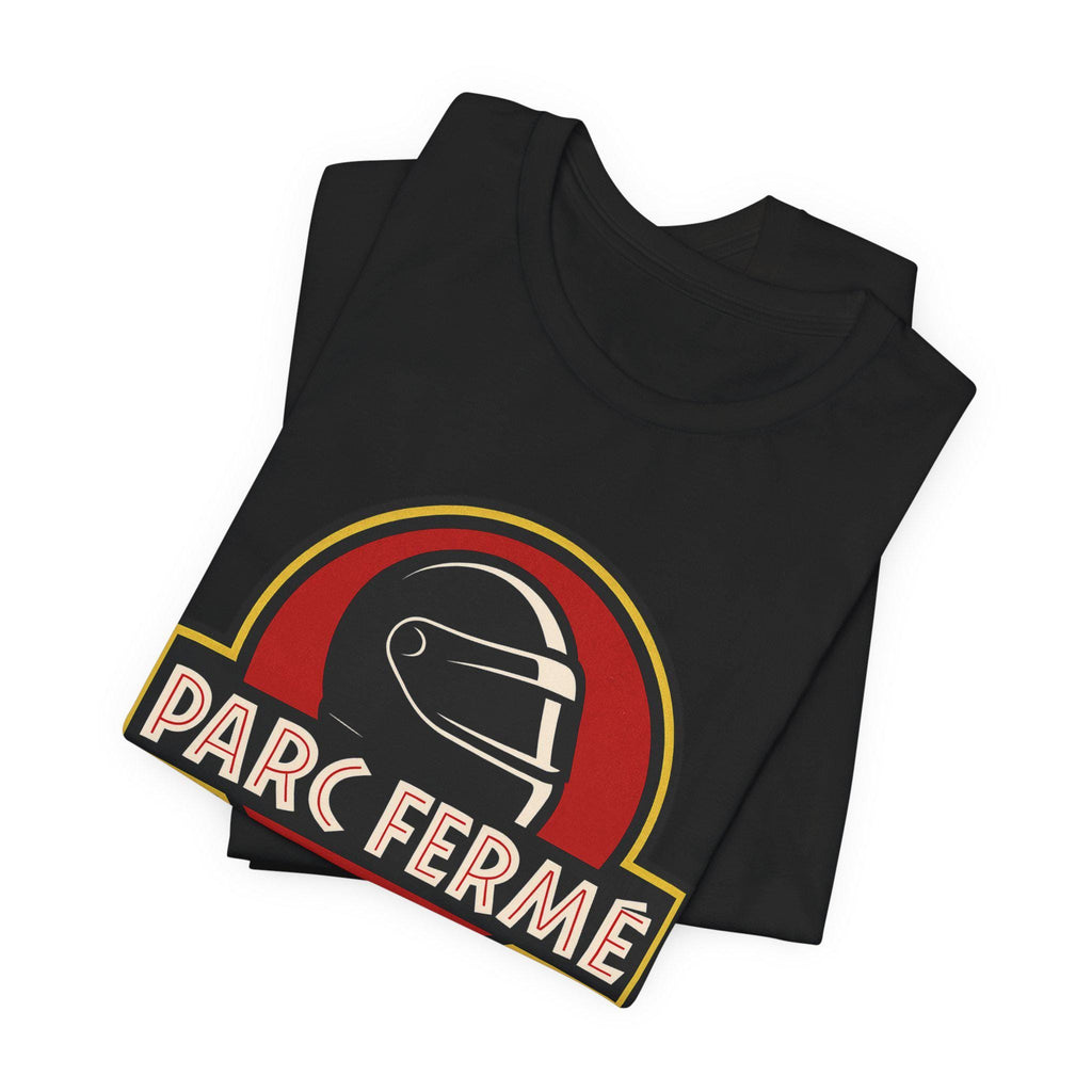 Parc Fermé Jurassic Park F1 T-Shirt | Funny Formula 1 Tee for Racing Fans | Motorsport Parody Shirt | Unisex Racing Gift for F1 Lovers