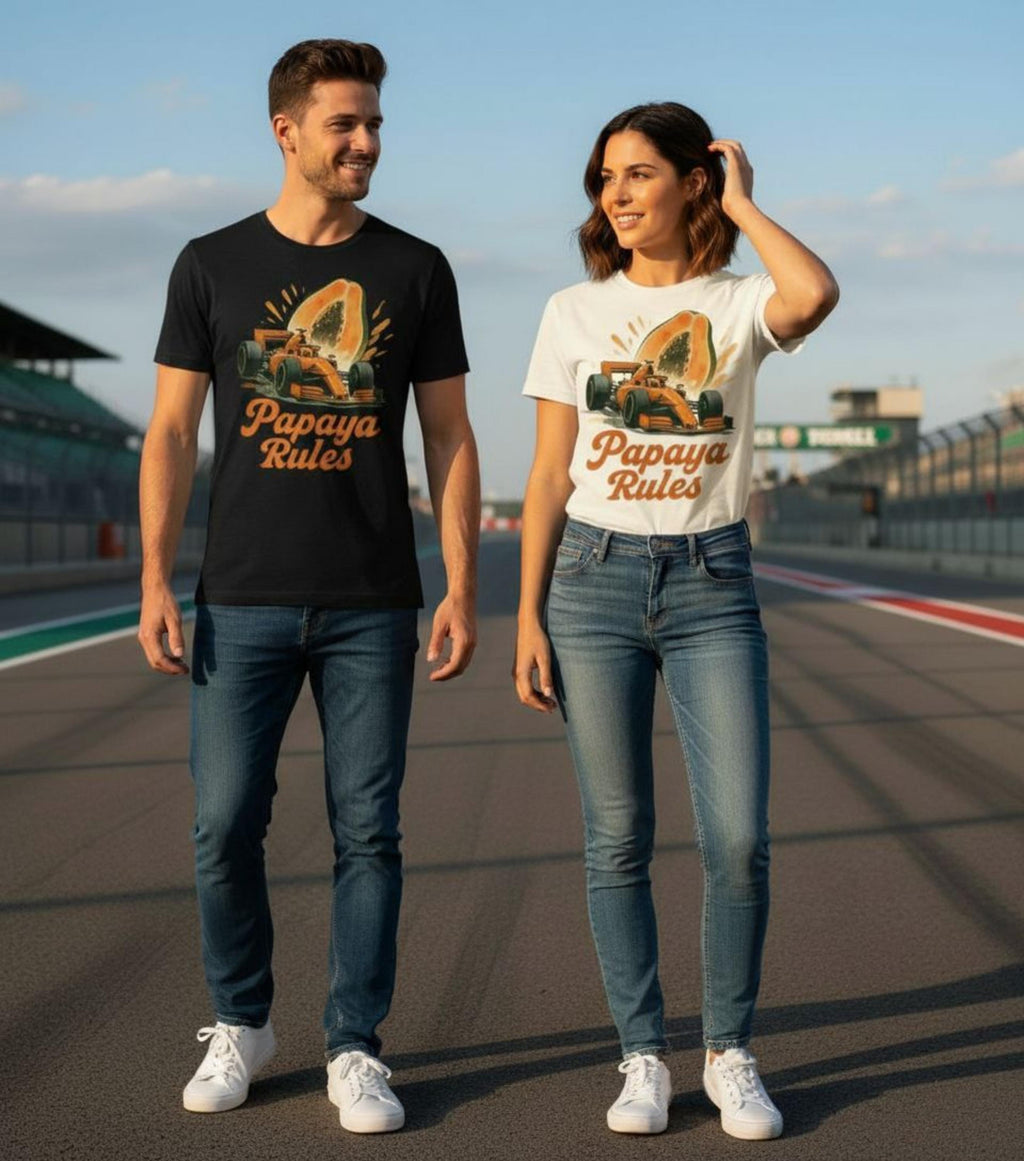 Papaya Rules F1 Inspired Graphic Tee | Retro Racing Unisex Shirt | Funny Papaya Car Fan Gift | Motorsport Streetwear Top