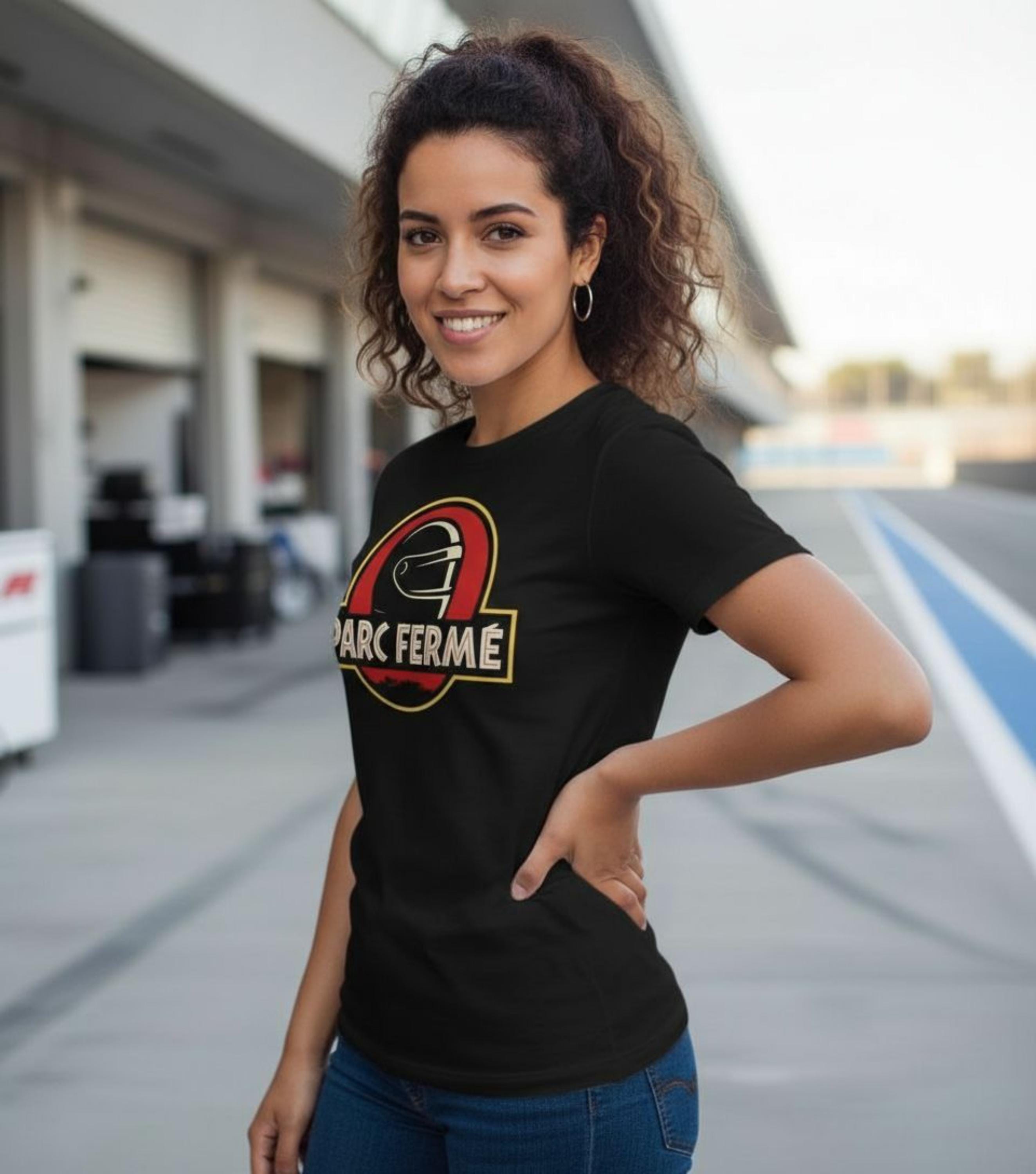 Parc Fermé Jurassic Park F1 T-Shirt | Funny Formula 1 Tee for Racing Fans | Motorsport Parody Shirt | Unisex Racing Gift for F1 Lovers